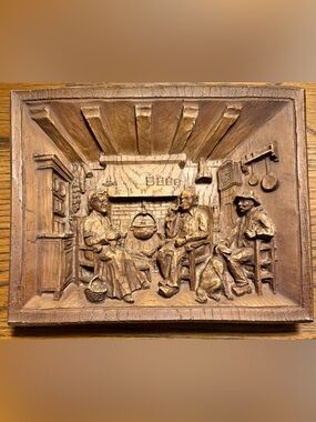 Resin Rustic Hearth Relief Wall Sculpture